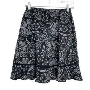 Vintage sunny side up floral linen skirt a line women's size‎ S made in usa